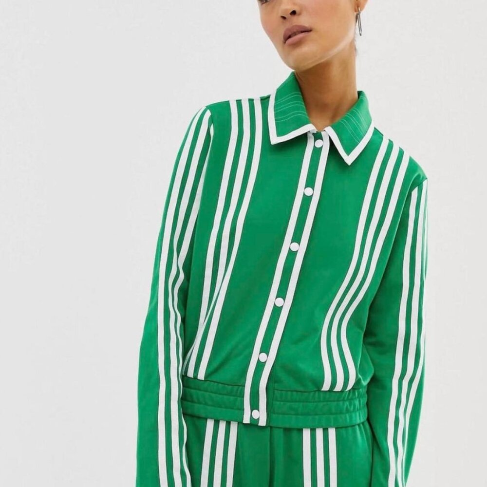 Adidas Originals x JI WON CHOI Green & White Stripped Track Jacket size Small